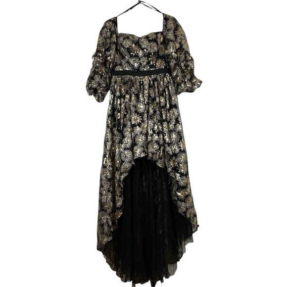 Zendaya Collection for Aqua Fireworks Dress Black Gold Sheer Hi-Low Size S - Picture 3 of 12